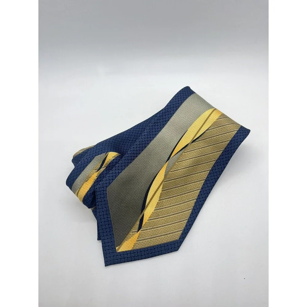 Signori dei Signori Mens Necktie 4x58 Silk Blue Abstract Design High Fashion Tie